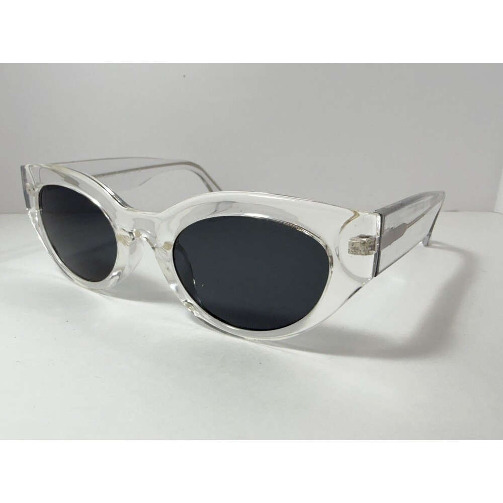 Valerie Spencer VS9457 Women's Cat Eye Sunglasses Clear Crystal Frame Grey Lens